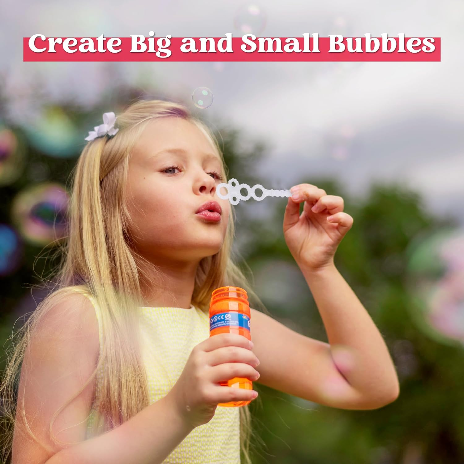 JOYIN 12 Pack Bubble Bottles (4Oz Bubbles Solution), Bubbles Party Favors for Kids, Bubbles Wand Bulk, 6 Colors Large Bubble Kit, Easter Basket Stuffers for Toddler, Summer Toddler Outdoor Toys image number 1