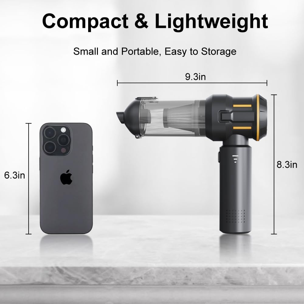 Adraxus Handheld Mini Vacuum Cordless - 25000 Powerful Strong Cyclonic Suction Cordless Cleaner: Air Duster with Cleaning Gel, Ideal for Car, Home, Pet, Office image number 1