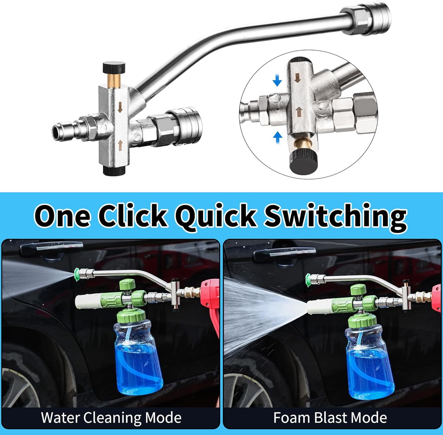 Foam Cannon Dual Connector Accessory,Pressure Washer Double Tip Attachment for Foam Blaster with 7 Power Washer Sprayer Nozzles, 1/4" Quick Connect, 3600 PSI