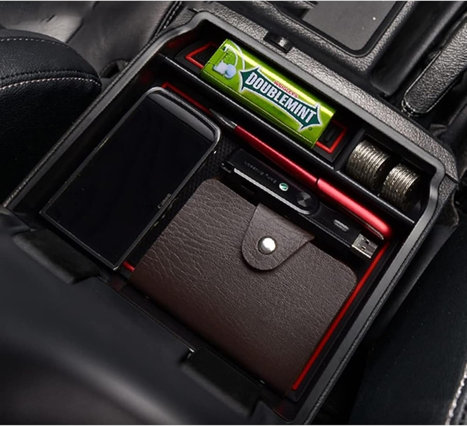 Center Console Organizer for Toyota Hilux 2025 2024 2023 2015-2022 Interior Organizer Center Console Holder Tray Armrest Storage Box with Non-Slip Silicone Mats Hilux1525 image number 4