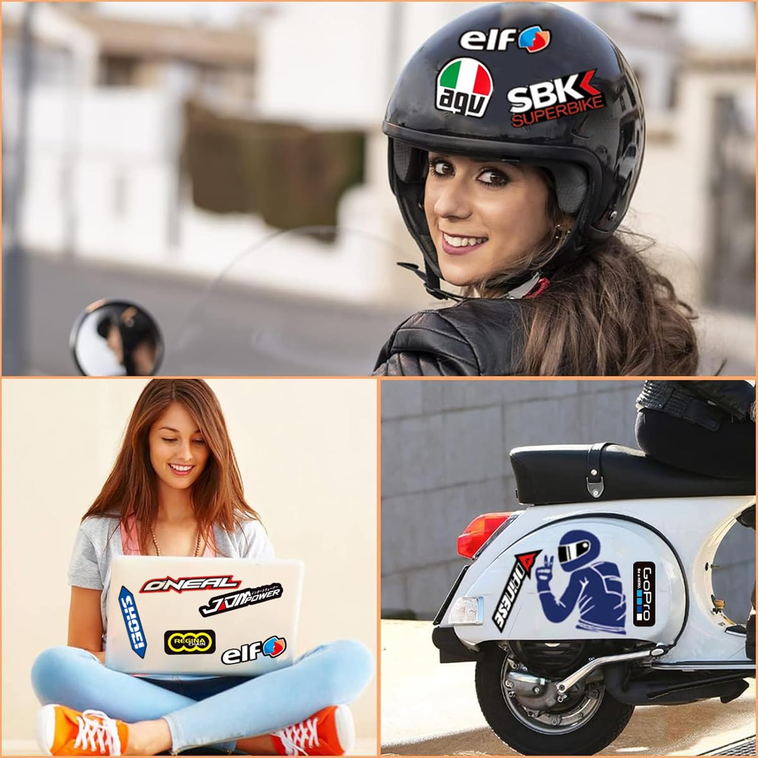 PANYI 3 Pack Motorcycle Sticker, Racing Style, Fox Pattern, Waterproof, Glossy Finish, Suitable for Motorcycles, Cars, Helmets Etc image number 5