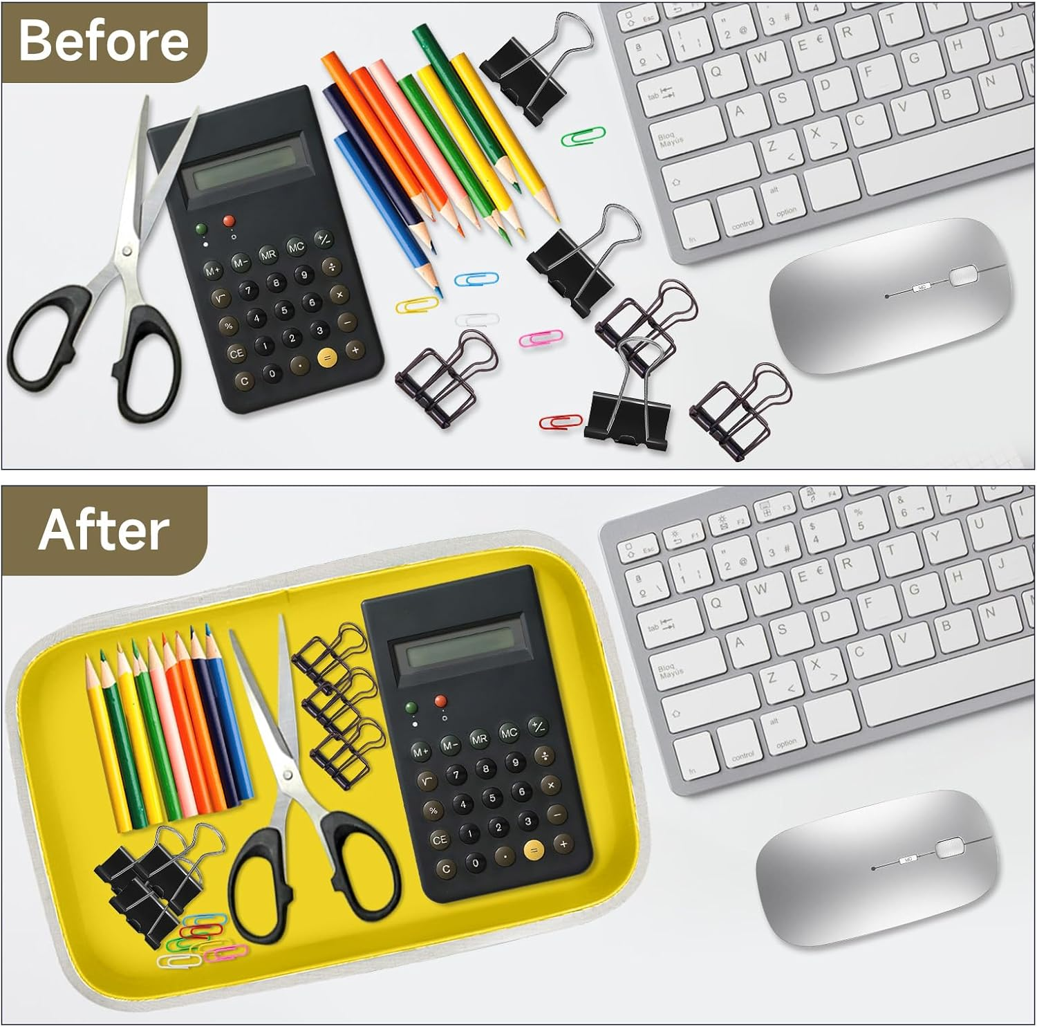 TUNJILOOL Leather Tray - Desktop Organizer Decorative Catchall Tray for Jewelry Watch Cosmetics Keys Phone Wallet Coin and Sundries Home & Office Accessories