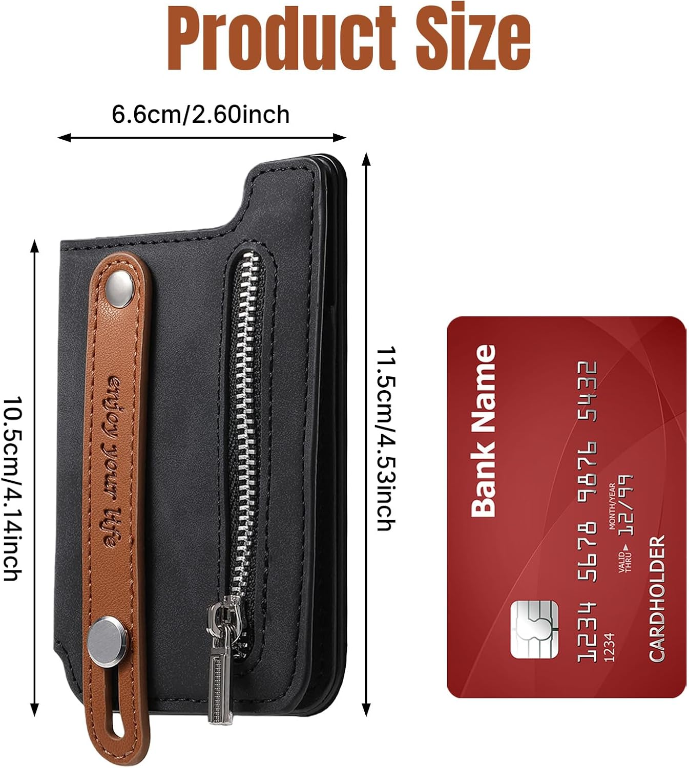Magnetic Wallet with Stand, Magnetic Phone Wallet, RFID Blocking 8 Card Holder, Phone Grip with Finger Loop, for Iphone 17/16/15/14/13/12 Pro Max plus Series, Not for 13/12 Mini image number 3
