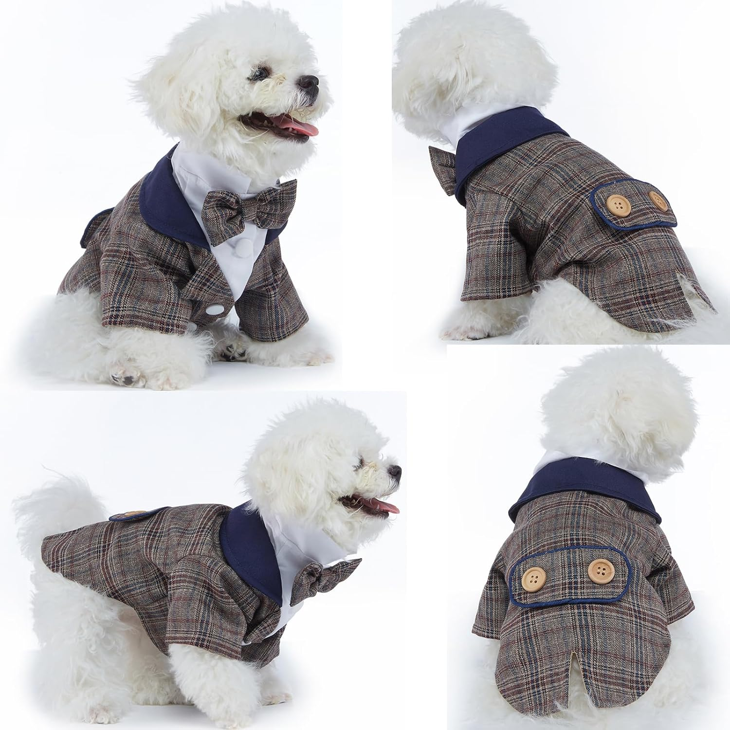 Small Dog Tuxedo, Dog Wedding Suit Puppy Formal Shirt, Dog Suit Formal Tuxedo with Black Bow Tie Small Medium Dogs Outfit for Party Birthday Festiva,Brown M image number 3