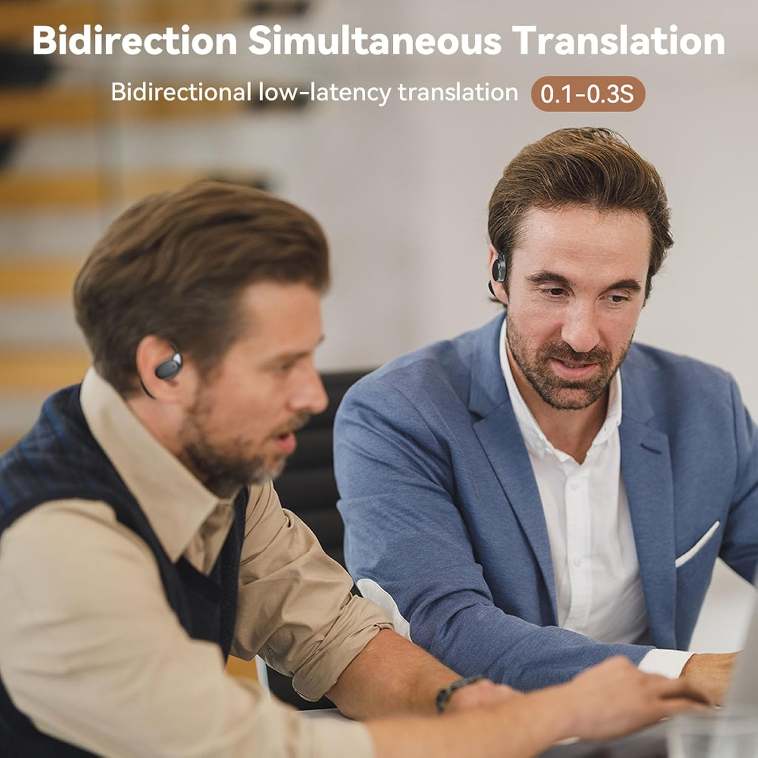 LICAEVEY 150 Languages Translation Earbuds, AI Real Time Translator Earbuds with No Subscription Fees, Bluetooth 5.4 Wireless Earbuds with Immersive Sound for Travel, Meetings image number 2