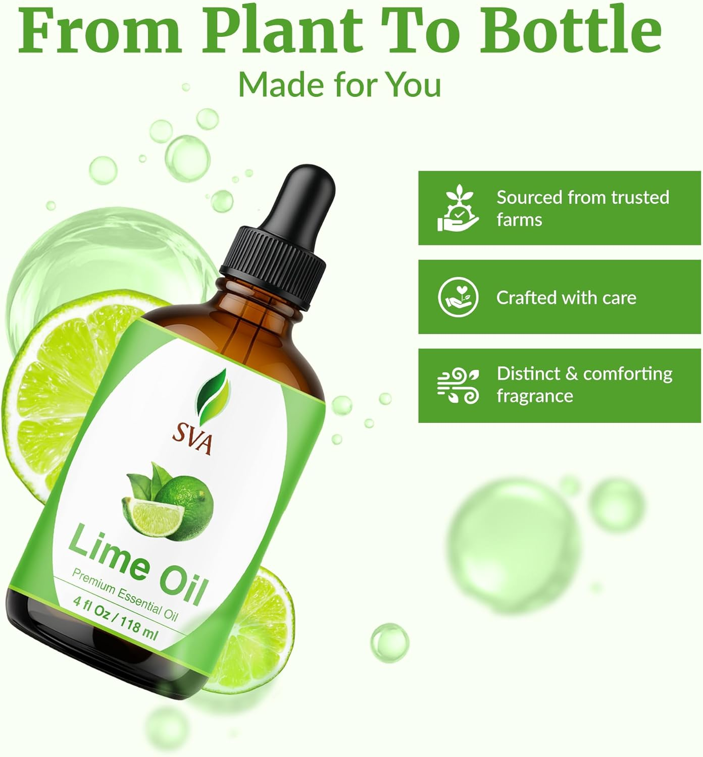 SVA Lime Oil 4 Fl Oz &ndash; 100% Natural Steam Distilled Essential Oil with Dropper &ndash; for Diffuser, Hair, Skin, Soap & Candle Making image number 6