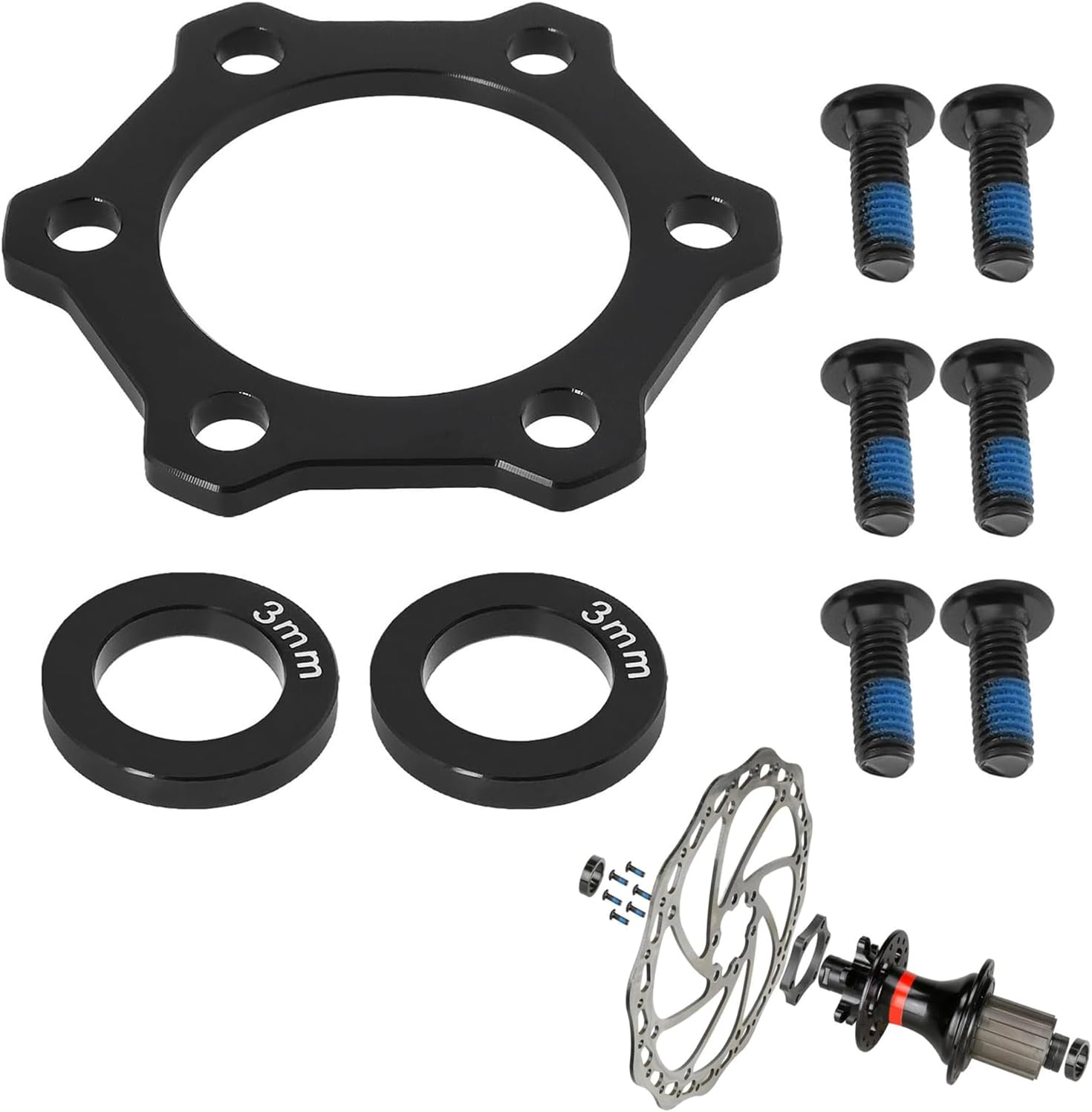1 Set of Bike Hub Adapter Disc Brake 3/5Mm Bicycle Brake Bike Booster Hub Adapter Replacement with Hub Washers Screws Front Bicycle Boost Hub