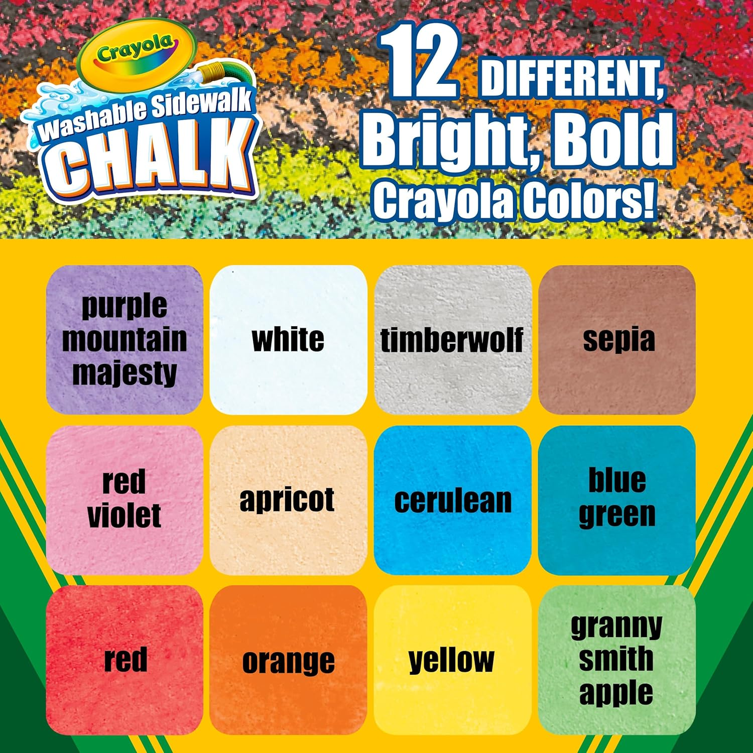 Crayola 12 Washable Sidewalk Chalks, Outdoor Toys for Kids, Bright Colours, Non-Toxic, Creative Play Outside image number 5