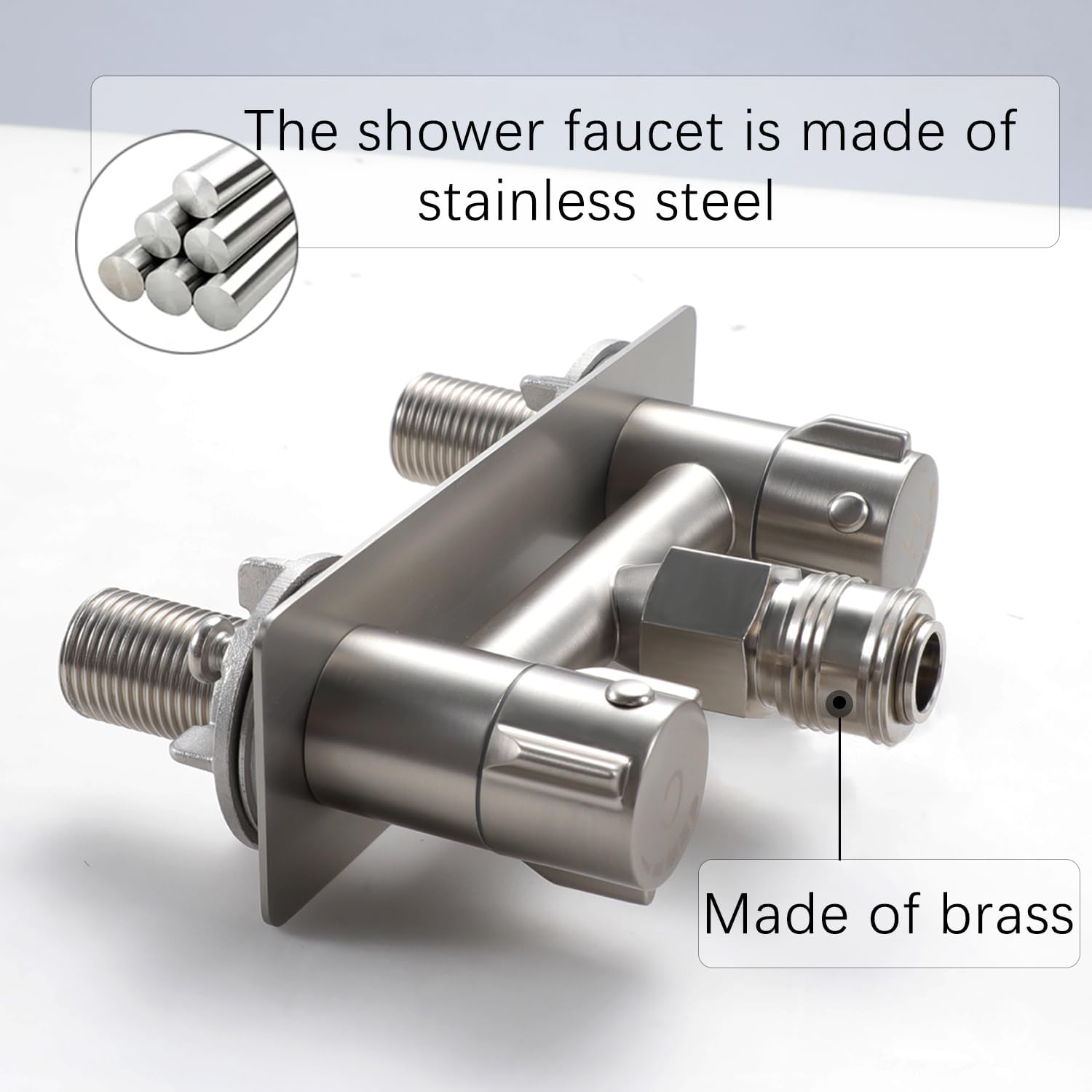 All Metal RV Exterior Shower Faucet,4" RV Shower Faucet Replacement,Rv outside Shower Valve Kit,Camper Shower Faucet Valve with Quick Connect,Rv Exterior Sprayer Faucet (Brushed Nickel) image number 5