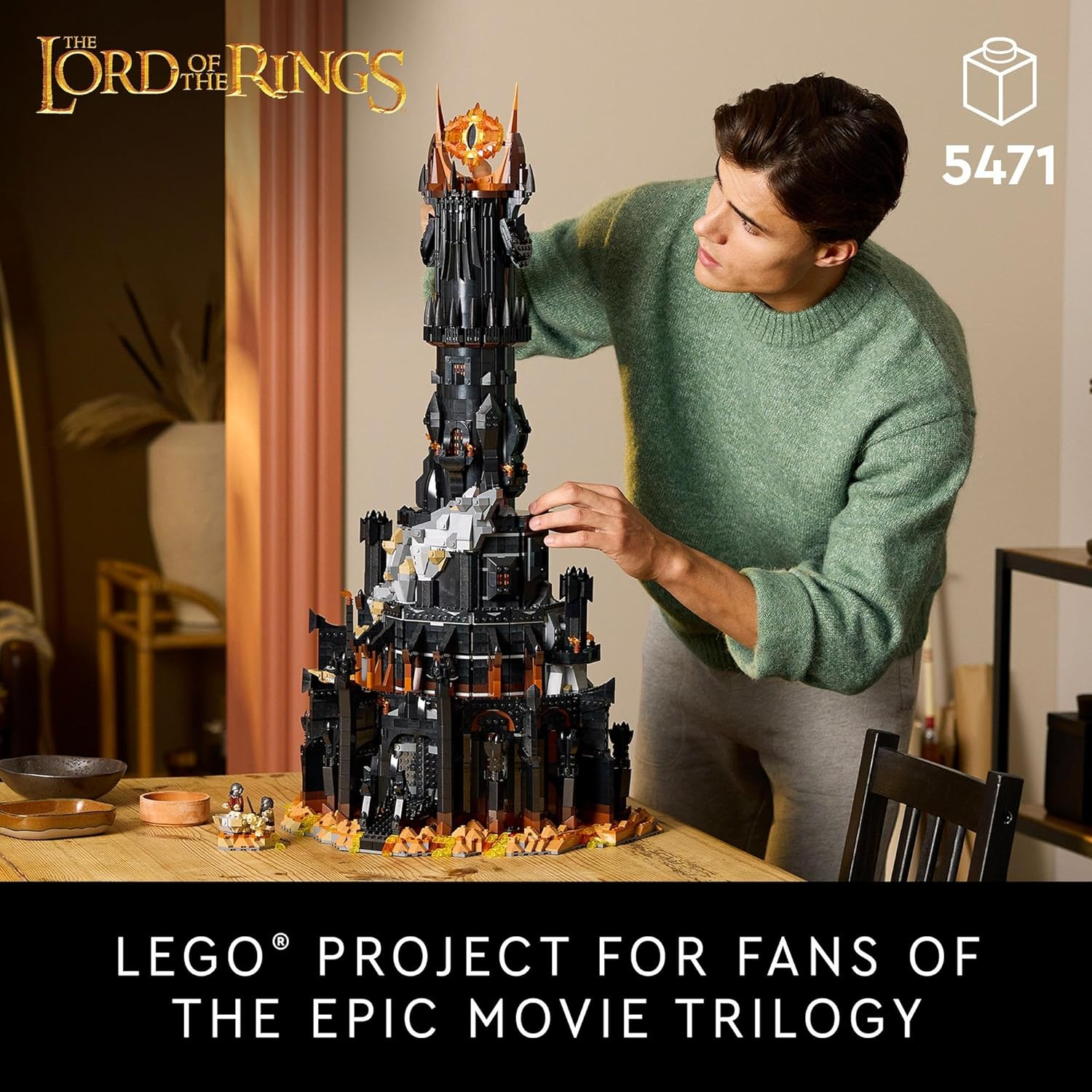 LEGO Icons the Lord of the Rings: Barad-D&ucirc;r Model Kit, Building Set for Adults with Sauron, Gothmog, Orc, Frodo, Sam and Gollum Minifigures, Movie Memorabilia Home Decor for Men & Women 10333 image number 2