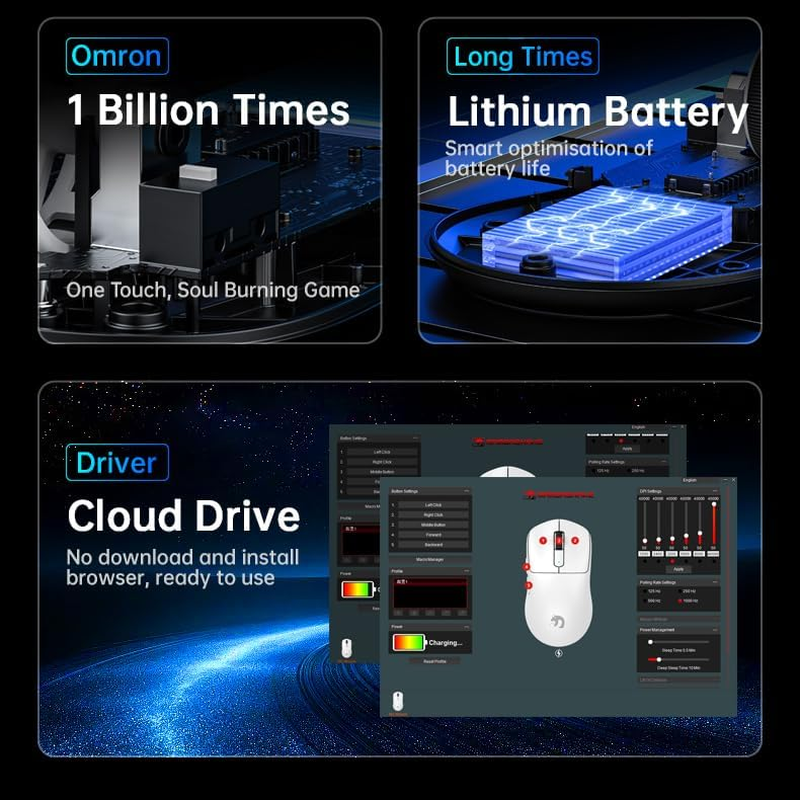 MANBASNAKE &times; Attack Shark M3 Wireless Gaming Mouse, 39G Ultra-Lightweight Bt/2.4Ghz/Wired Computer Mouse, PAW3395PRO 40K DPI Optical Sensor, Programmable Mice for Pc/Win/Mac (Black)