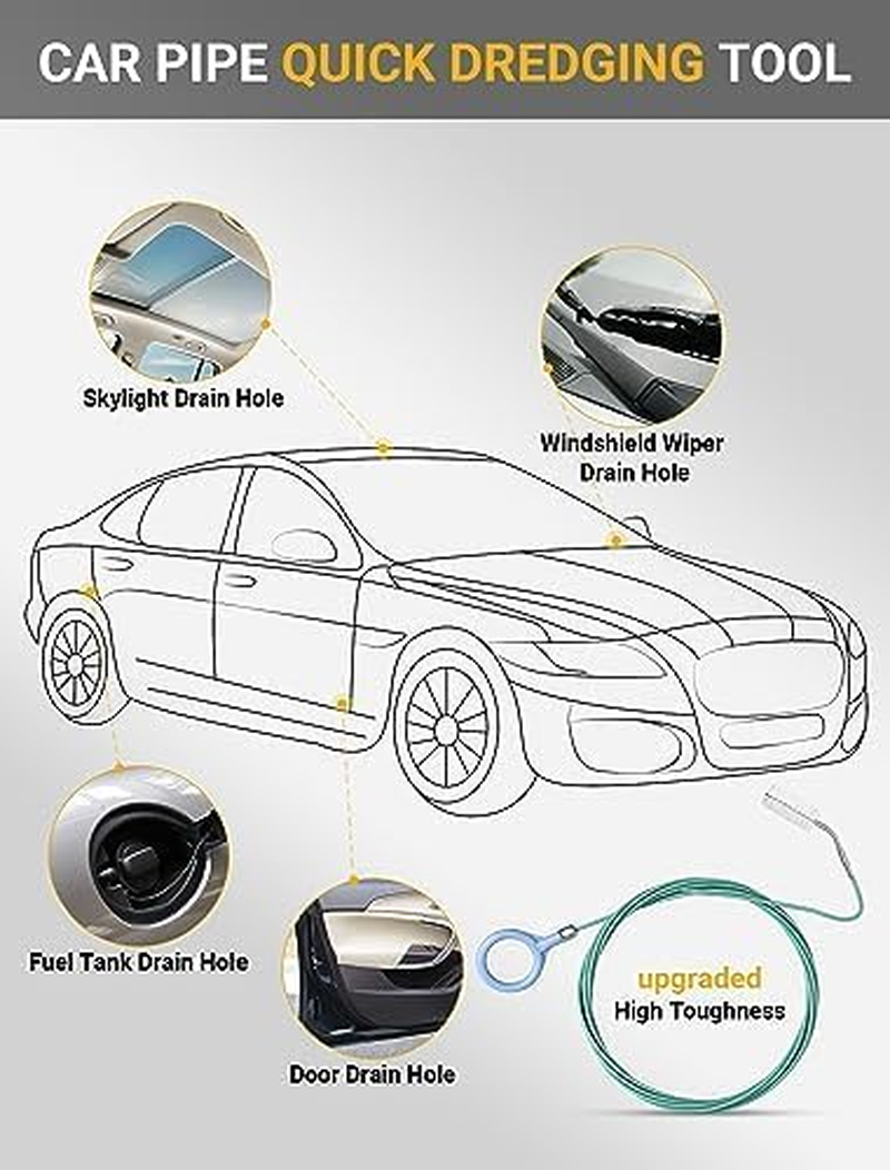 2-Packs Auto Sunroof Drain Cleaning Tool, 78 Inch Flexible Drain Brush Pipe Cleaners for Car, Tube Cleaning Brush Slim Drain Dredging Tool Perfect for Car Sunroof, Windshield Wiper Drain Hole image number 1