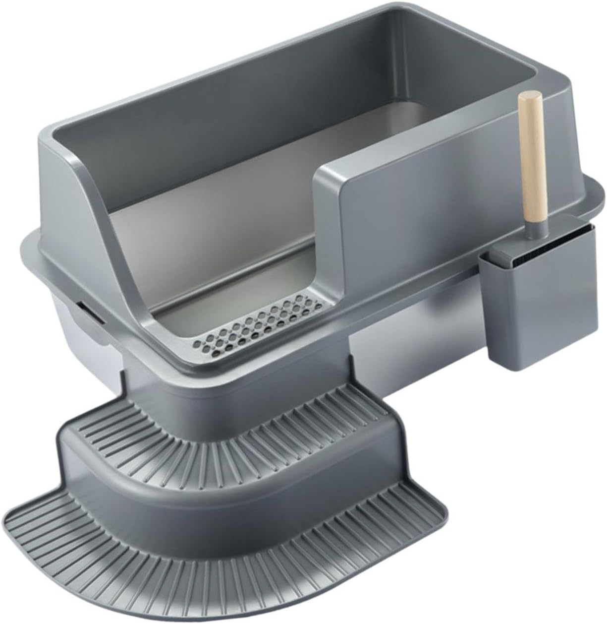 STARTIST Stainless Steel Cat Litter Box Cat Litter Tray with Step for Big Cats Easy to Clean Cats Litter Basin Lowered Front Cat Toilet image number 2