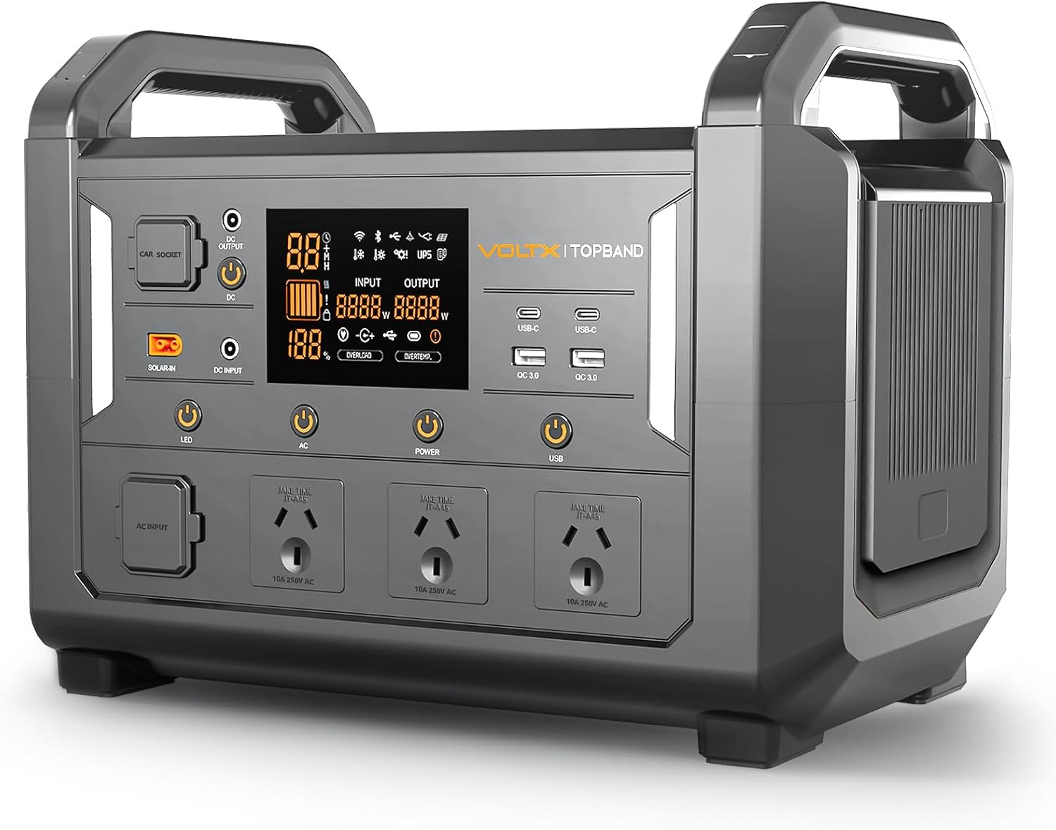 Voltx Topband 1200W Power Station Portable &ndash; 1152Wh Lifepo4 Generator with Pure Sine Wave Inverter, UPS Mode，Fast 2‑Hour Recharge, Ac/Dc/Solar Charging &ndash; Home & Camping Backup image number 3