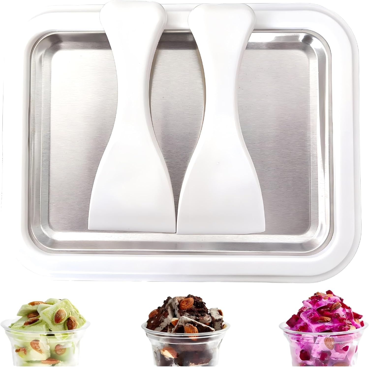 Instant Ice Cream Roll Maker(21.5X26.5Cm) Ice Cream Machine, Sweet Spot Pan, Instant Cold Plate, Ideal for Making Rolled Ice Cream Soft Serve Slushies Frozen Yogurt Sorbet and Gelatod (Green, Large)