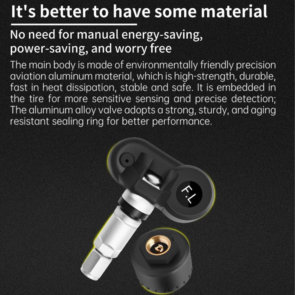 Tyre Pressure Monitoring System, Tire Pressure Monitor Installed on Windowshield with 4 Tire Sensors, Tire Pressure Monitor, Tire Pressure Monitoring System Wireless Solar for RV, Sedan, SUV image number 1