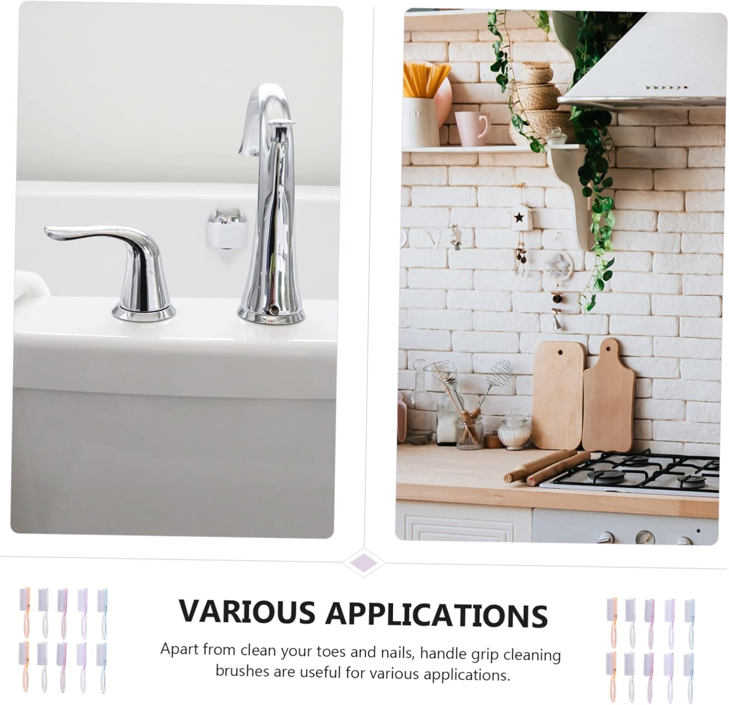 EPIGEIST 10Pcs Long Handled Nail Brush Fingernail Scrubbing Brush for Cleaning Soft Bristle for Home Travel Pedicure image number 4