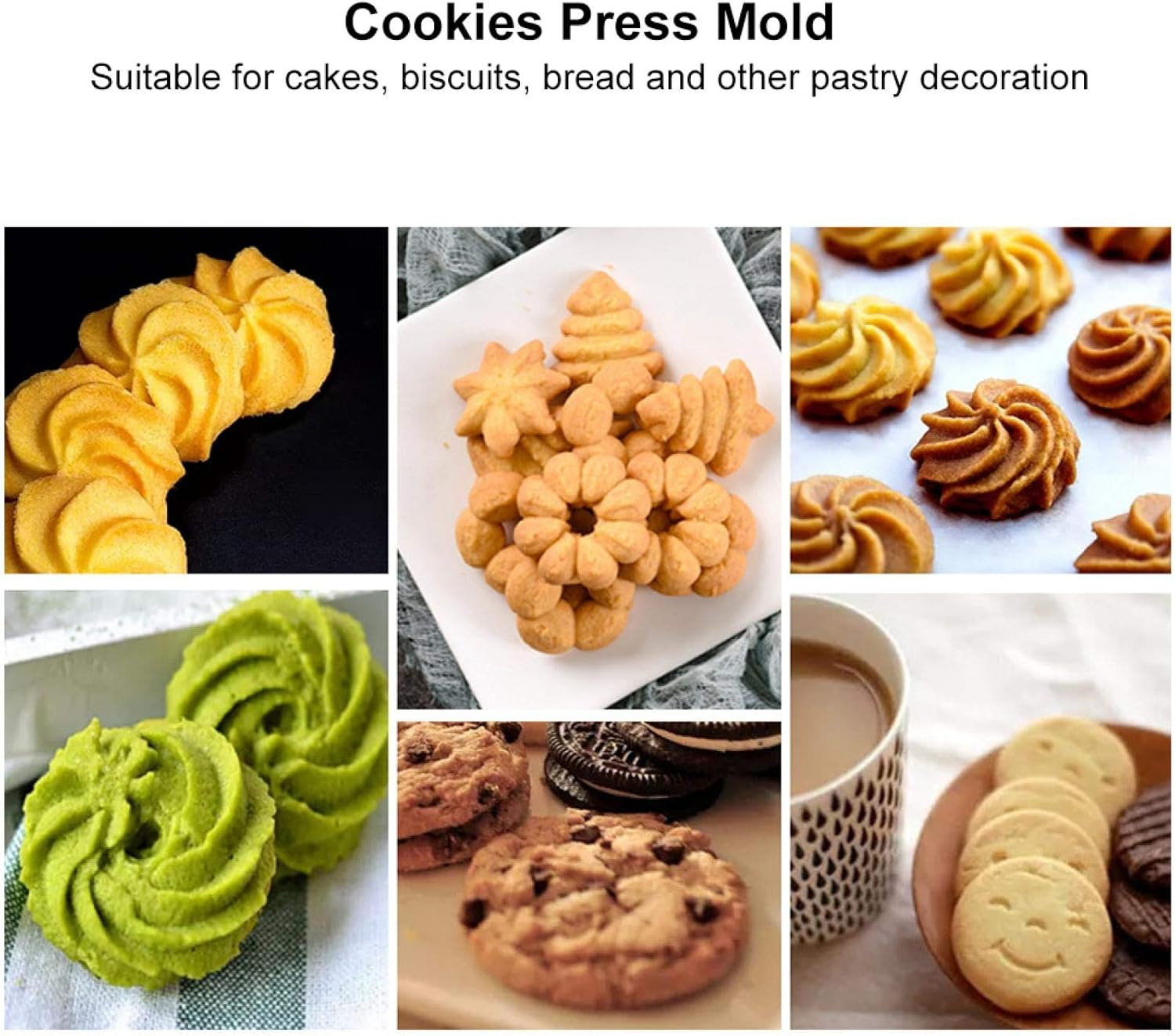 Cookies Press, Biscuits Maker Kit Biscuits Maker Press Machine Baking Decorating Bakeware with 20 Cookies Molds 4 Nozzles image number 1
