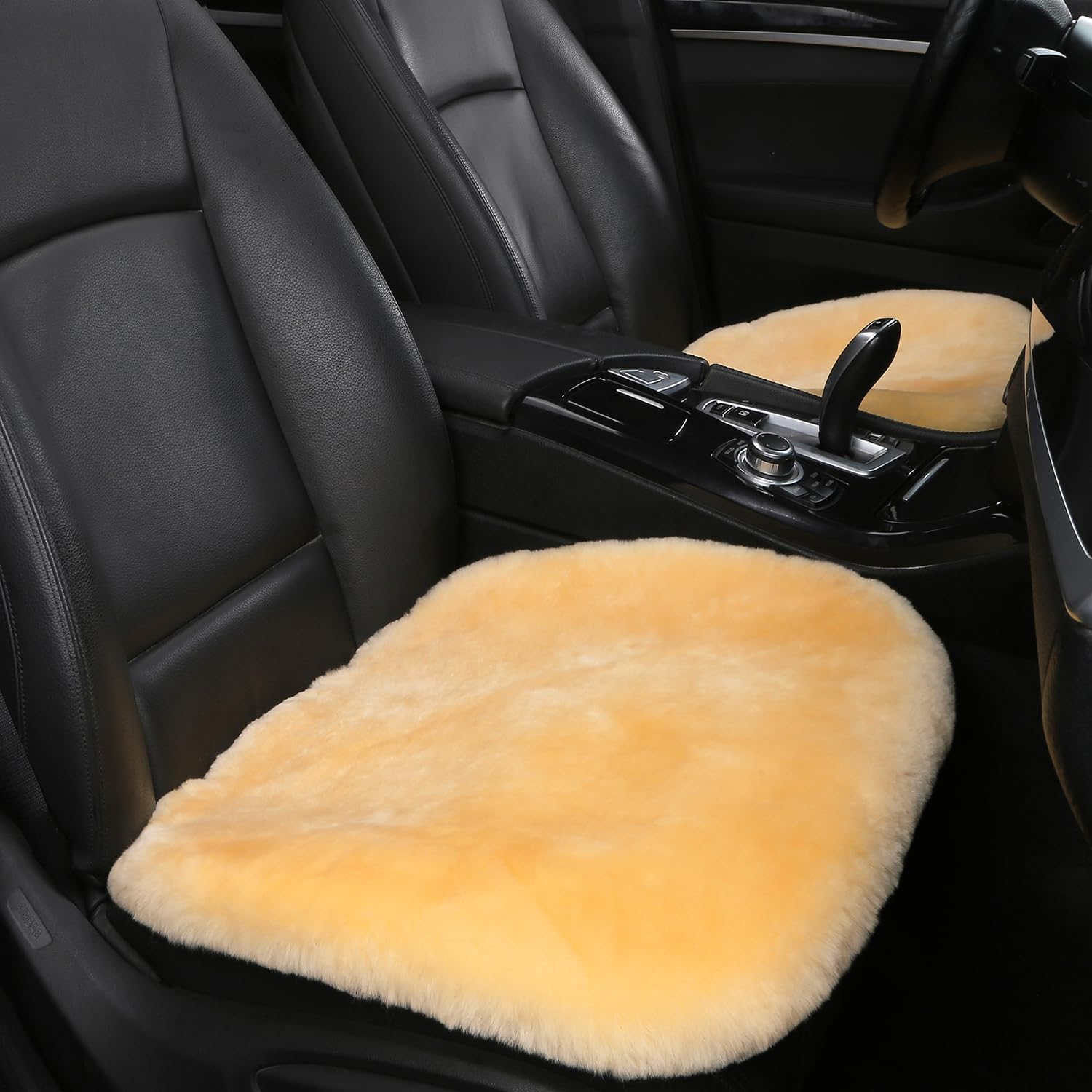 MLOVESIE Genuine Sheepskin Car Seat Cushion Natural Fur Wool Seat Cover for Cars Trucks SUV Soft Comfort Office Chair Protector Pad Car Accessories Universal Fit