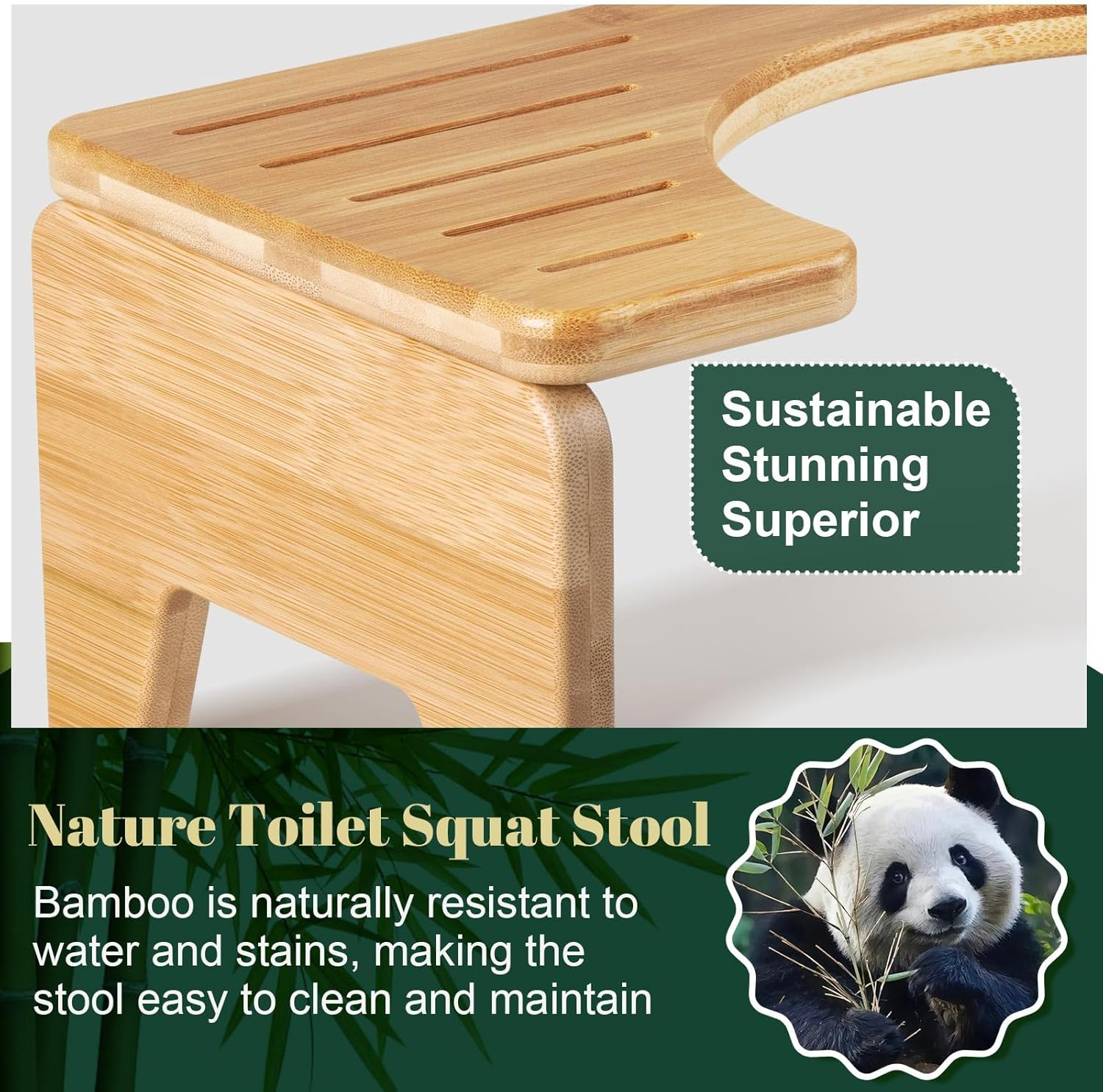 JDCQKHA 7 Inches Bamboo Toilet Stool Squat Adult, Foldable Poop Stool for Bathroom, Portable Potty Stool with Non-Slip Strip, Space-Saving, No Assembly Required (Natural Color) image number 5