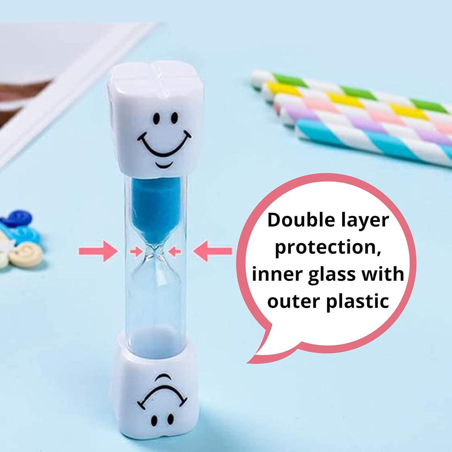 Kids 2 Minute Sand Timer Toothbrush, Random Colour, Single/Twin Pack (2X 2 Minute Timer) image number 3