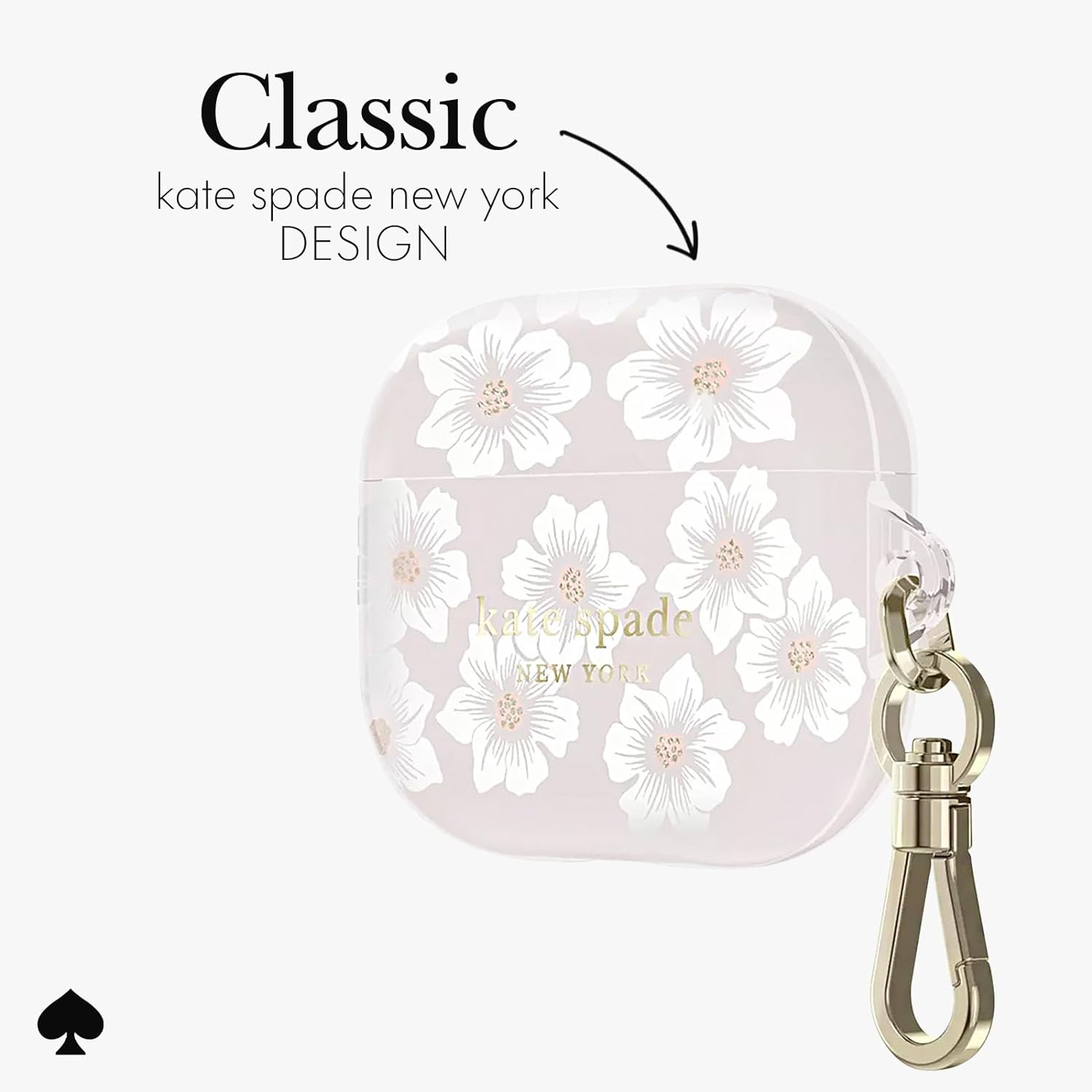 Kate Spade New York Airpods Protective Case with Keychain Ring - Hollyhock Cream, Compatible with Airpods 3Rd Generation image number 5