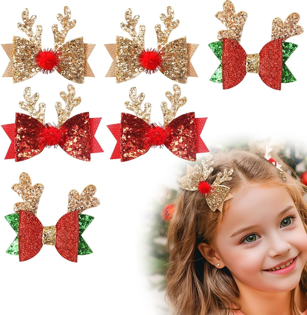 Luliyldj 3 Pairs of Christmas Hair Accessories, Hair Clips Girls, Hair Clip Christmas