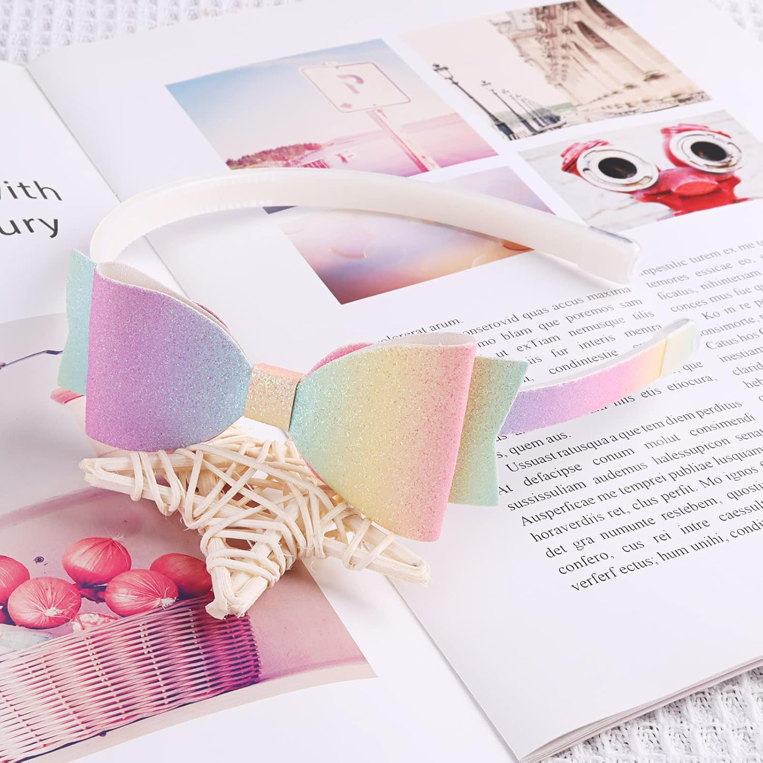 6 Pack Girls Headbands Glitter Kids Hair Accessories Bow/Heart/Star Shaped Sweet Hairband for Toddler/Girls/Teens - Set-A image number 3