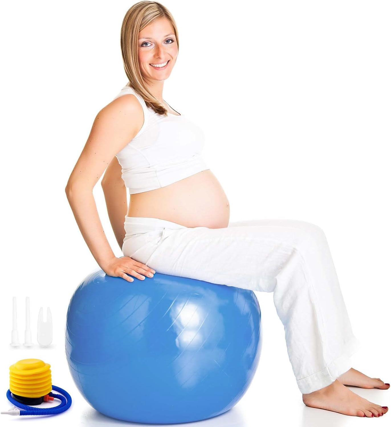 Anti-Burst Exercise Ball,Yoga Ball Chair with Pump Device,Non-Slip Matte Pilates Ball,Balance Ball for Stretching Core Yoga Pilates Birthing Pregnancy Stability Gym Workout Training