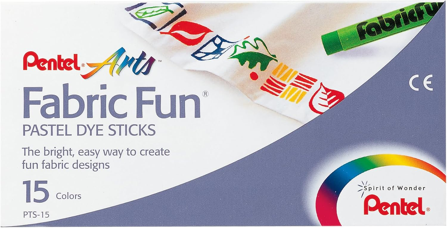 Pentel Arts Fabric Fun Pastel Dye Sticks, One Pack of 15 Assorted Colours (PTS-15) image number 2