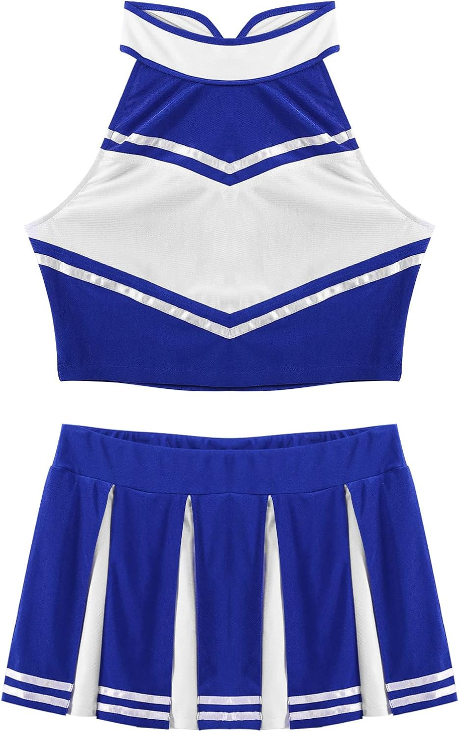 Aislor 2Pcs Womens Cheer Leader Costume Schoolgirls Uniform Outfit Crop Top with Pleated Mini Skirt image number 3