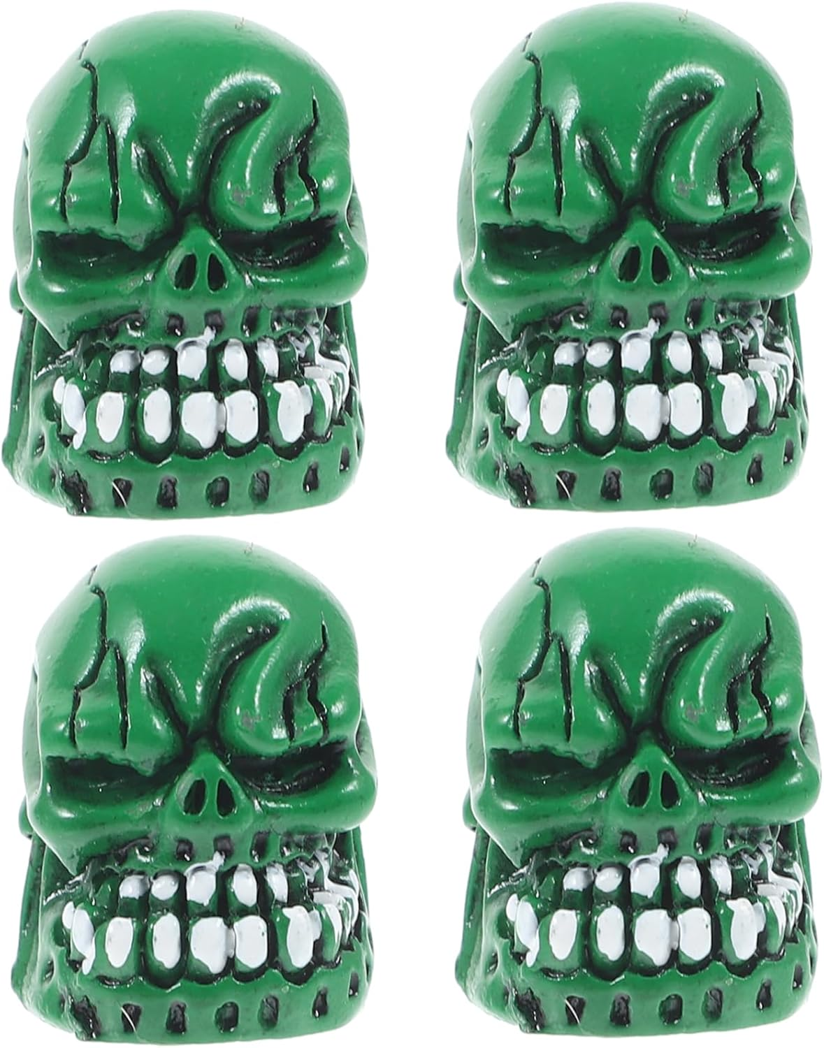 BESPORTBLE 4Pcs Green Skull Valve Caps Decorative Tire Valve Stem Caps Replacement for Car, Motorcycle Bicycle Wheels Automotive Accessories image number 5