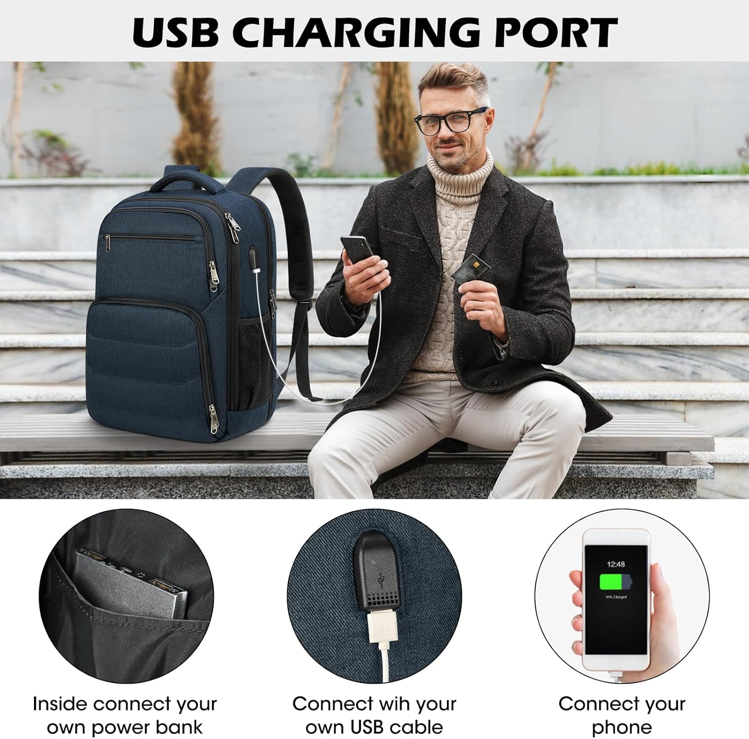 Laptop Backpack 17 Inch Travel Backpack for Men Women Large Waterproof Computer Backpack Work Business College Backpack image number 2