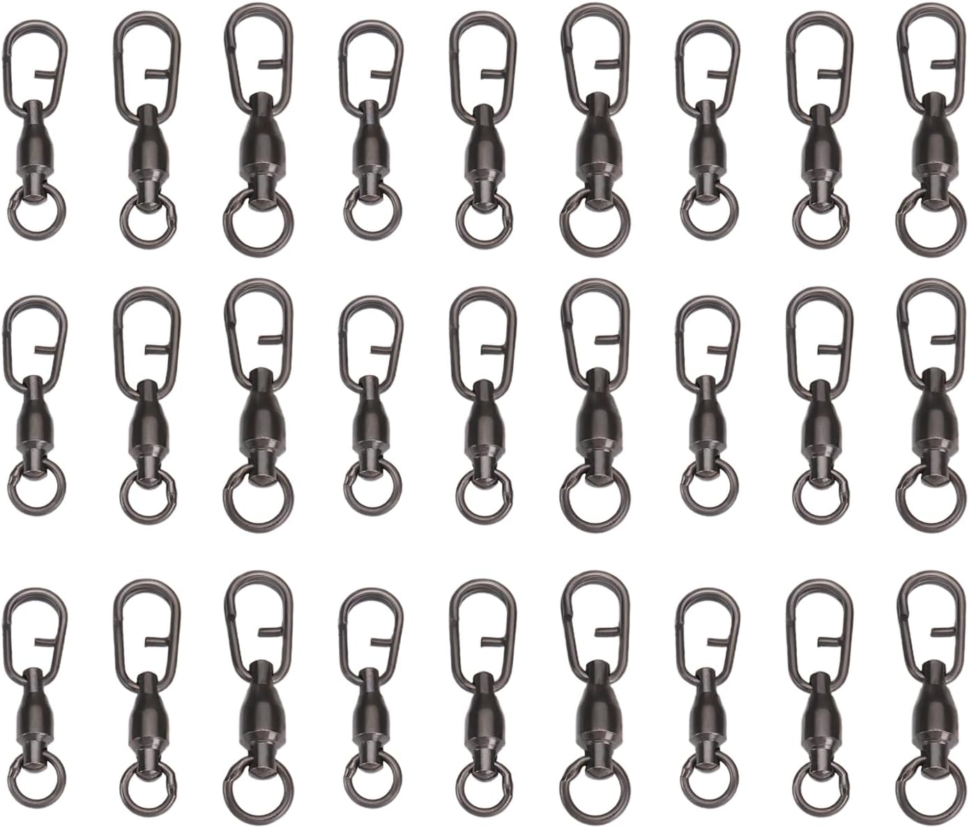 30PCS Fishing Ball Bearing Swivels Stainless with Oval Split Rings for Saltwater Fresh Water Split Ring Lures Connector High Strength Snap Swivels Quick Connector image number 3