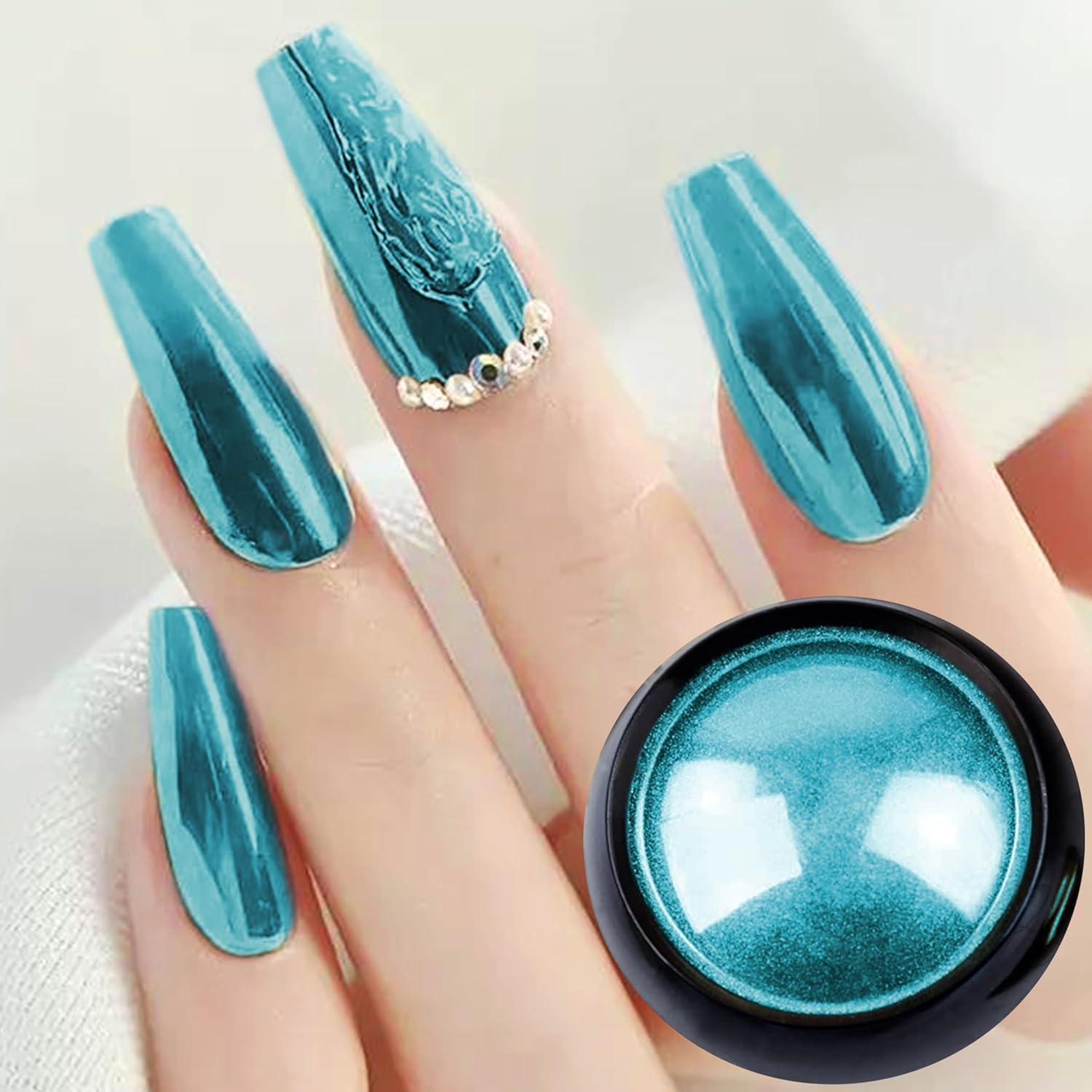 Chrome Nail Powder,Aurora Chrome Powder Mirror Luster Effect Charm Chrome Nail Powder Kit,Fairy Chrome Powder for Nails Nail Art,Chrome Powder for Acrylic Nails (Multicolour-Gold) - Multicolour-Gold image number 3