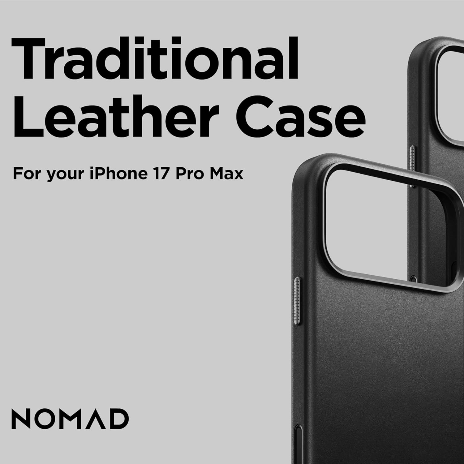 Nomad Traditional Leather Phone Case Apple Iphone 17 Pro, Magsafe Compatible, Wireless Charging, Scratch-Resistant Shockproof Protective Cover Case - Black Ecco image number 5