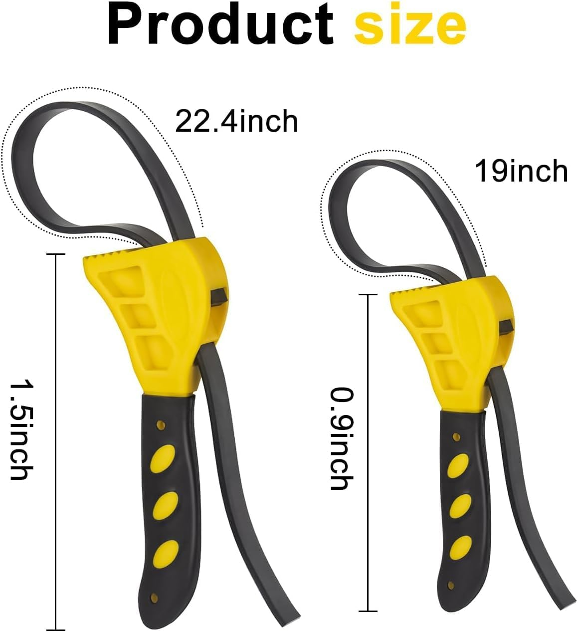 Funcyboo Strap Wrench, 2 Pcs Rubber Strap Adjustable Wrench Set Oil Filter Pipe Jar Opener Belt Wrench for Mechanics Plumbers Car Repair Tool image number 5