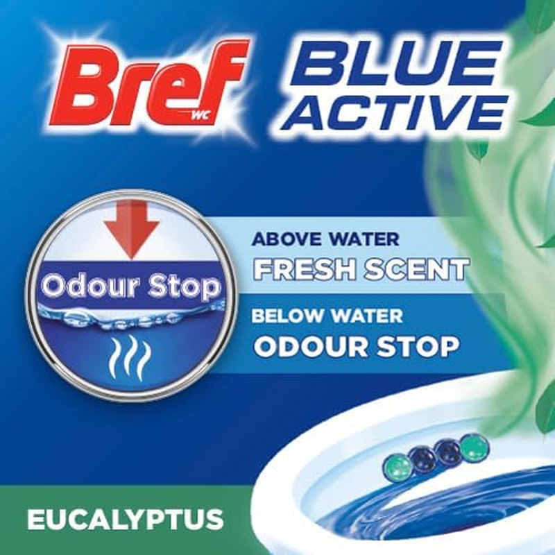 Bref Blue Active Eucalyptus, Rim Block Toilet Cleaner, 2X50G, 100 Grams