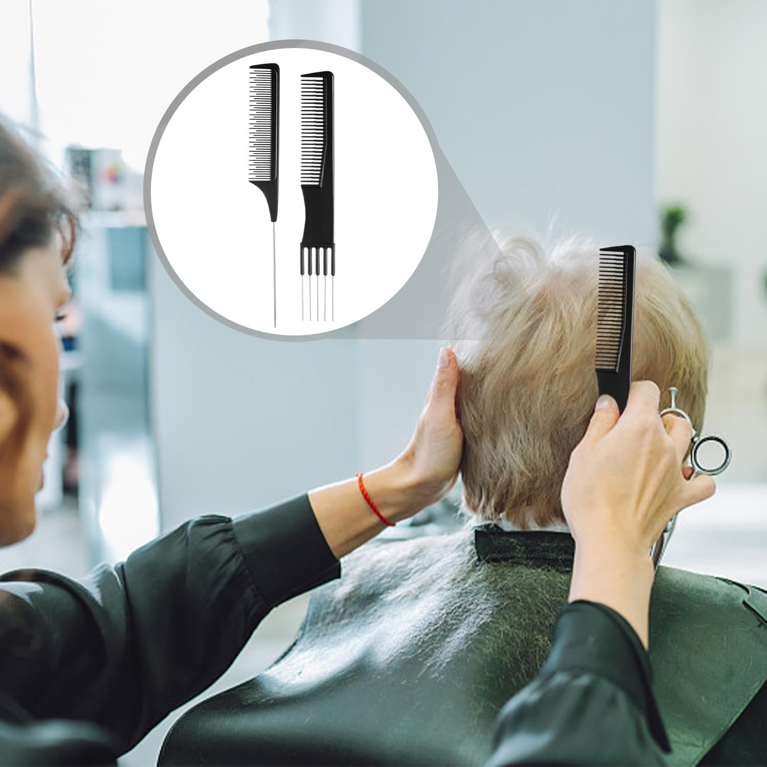 2 Pieces Needle Comb and 2 Pieces Pointed Tail Comb, Hair Comb, Women'S Comb, Protruding Comb, Fine Tooth Comb, Metal Comb, Forked Comb image number 3