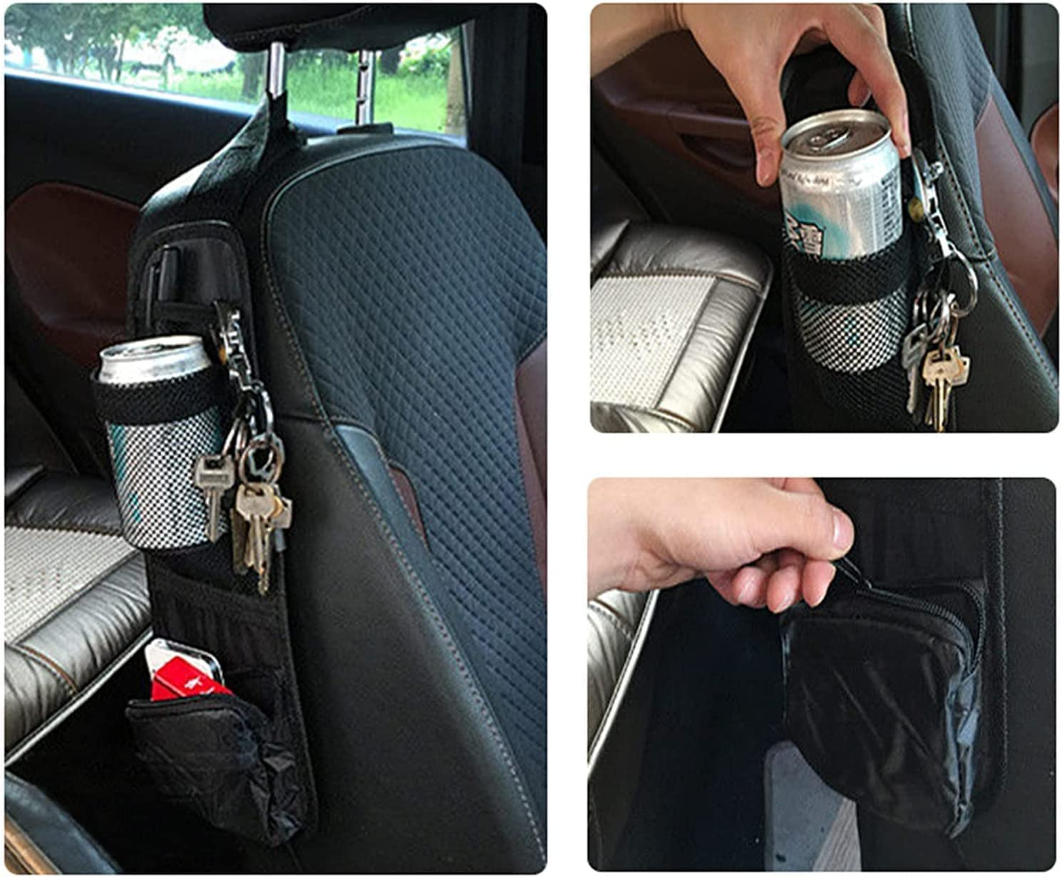 Car Seat Side Organizer, Car Organisers, QCSJHJX Auto Seat Storage Hanging Bag, Front Seat Mesh Hanging Bag for Auto Small Items, Pocket for Cars, SUV, Truck All Vehicles image number 4