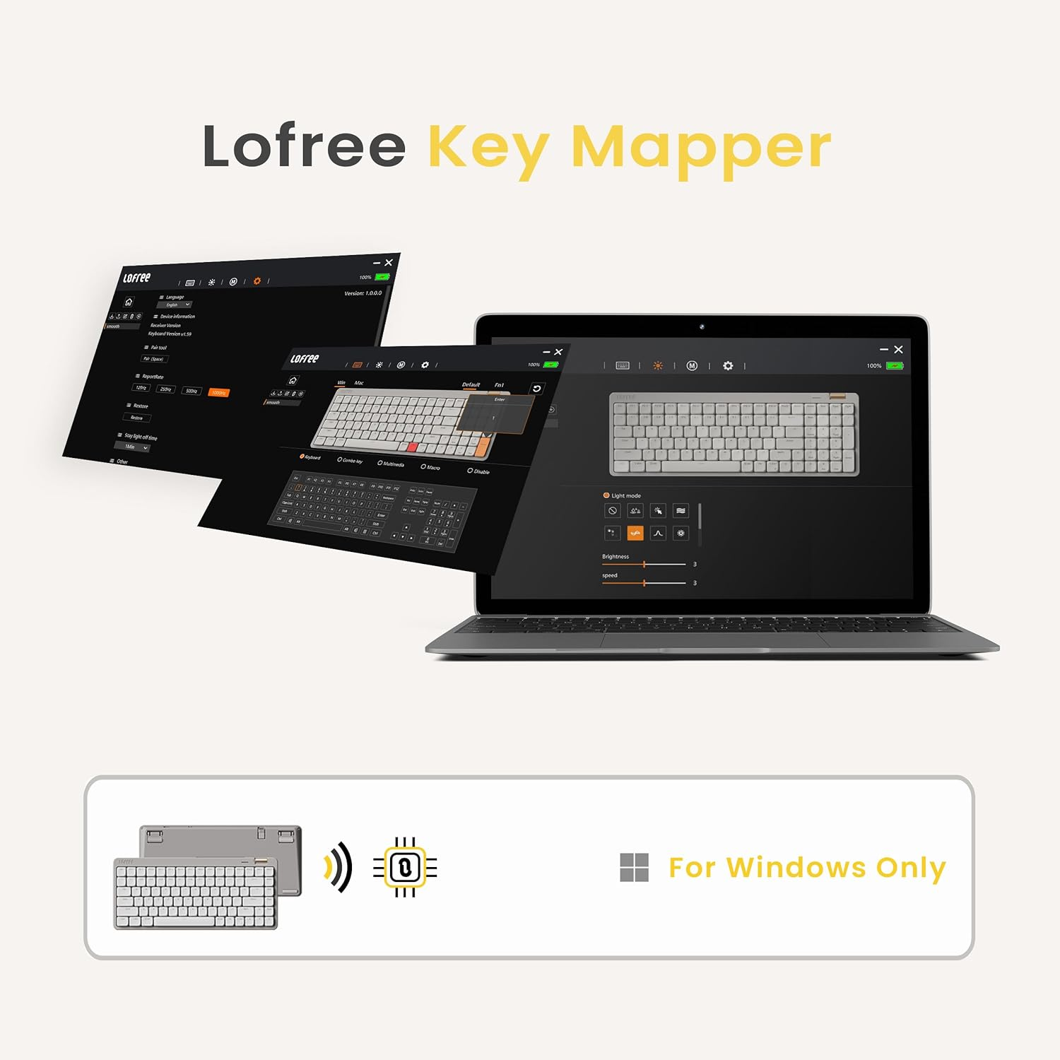 Flow Lite 100 Keys Low Profile Mechanical Keyboard, Swappable Rechargeable Wireless Keyboard with 2.4G Receiver, Bluetooth and Wired Connection for Windows, Mac/Spector Linear Switches (Off-White) - Marble image number 5