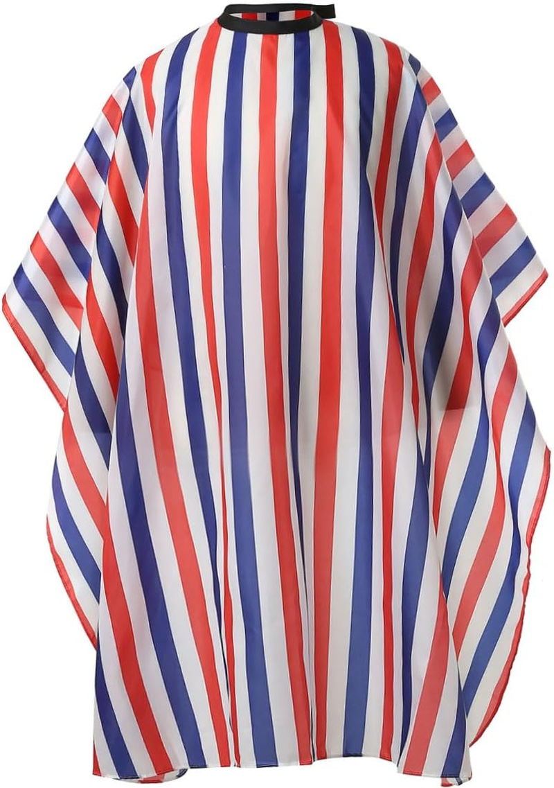 Professional Waterproof Hair Styling Cape Nylon Haircuting Salon Cape Gown Hair Salon with Snap Closure - 50" X 60" White Stripes