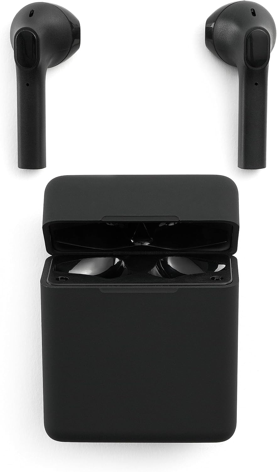 Music Sound Bluetooth Headphones Wireless Capsule in Ear | Wireless Bluetooth Headphones for Smartphones with 5X Charging Box - 3 Hours Autonomy - Built-In Microphone - Pattern Black Lines