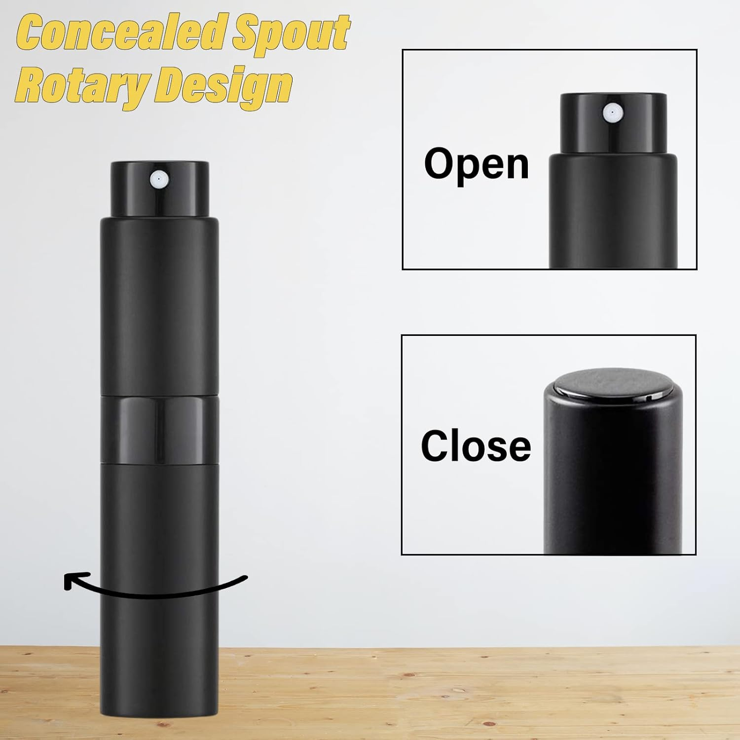 YUNAI 1Pcs Perfume Atomizer Refillable Bottles, 8Ml Portable Mini Spray Travel Bottle, Easy to Refill Glass Inner Empty Atomizer Bottle for Outgoing and Travel(Black) image number 5