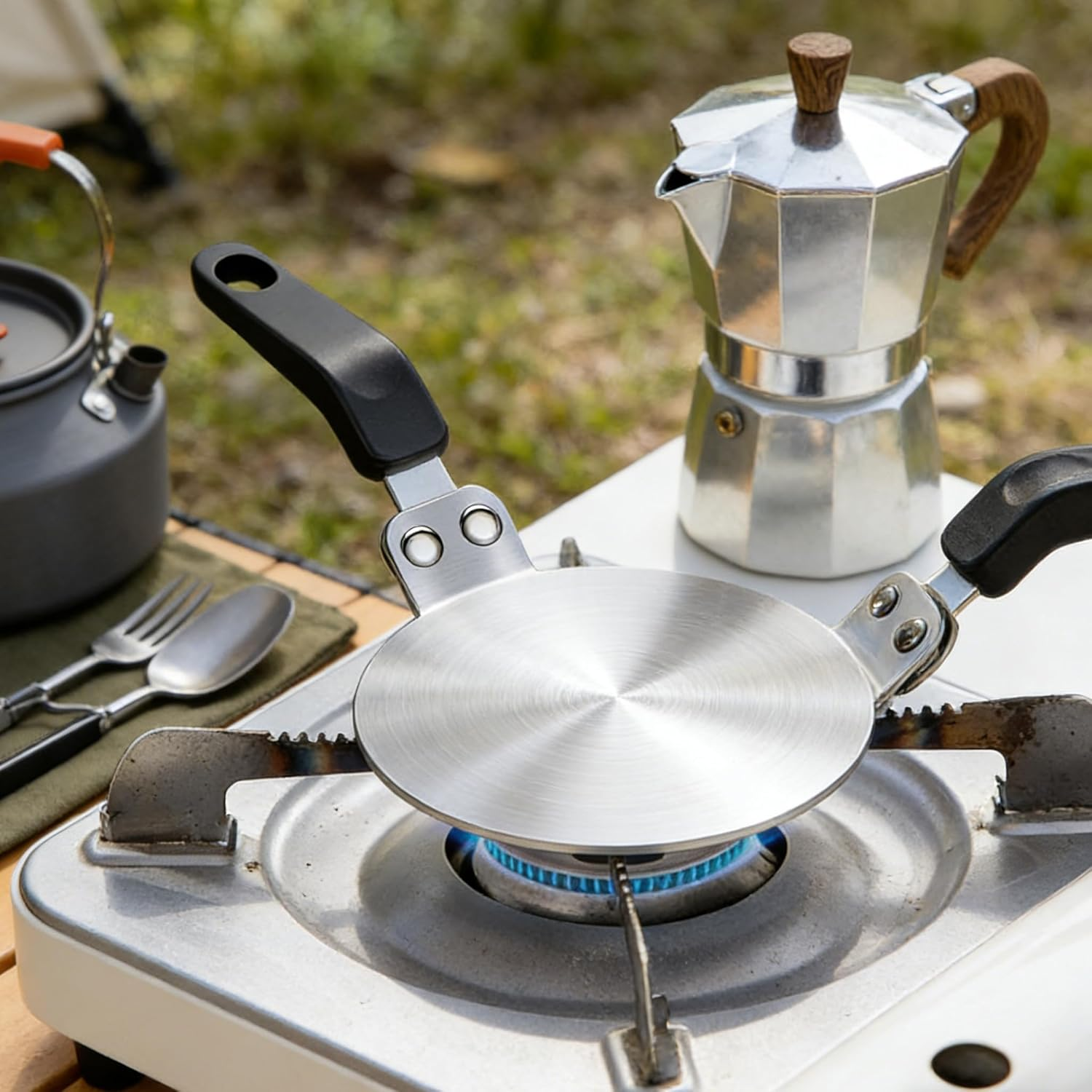 5 Inch Stainless Steel Heat Diffuser Plate - Cooktop Heat Diffuser Cooking Induction Adapter for Moka Pot & Small Cookware, Compatible with Gas & Electric Stoves