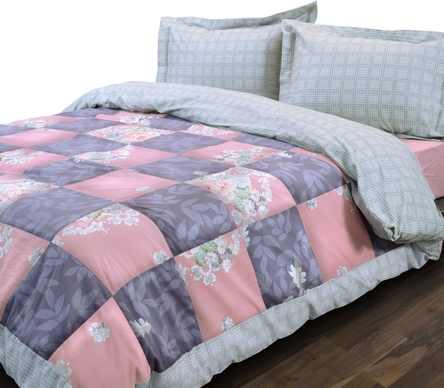 Essina King Quilt Cover Set 3Pc Patchwork Collection,100% Cotton 620 Thread Count, Patchwork Duvet Cover, Maridian