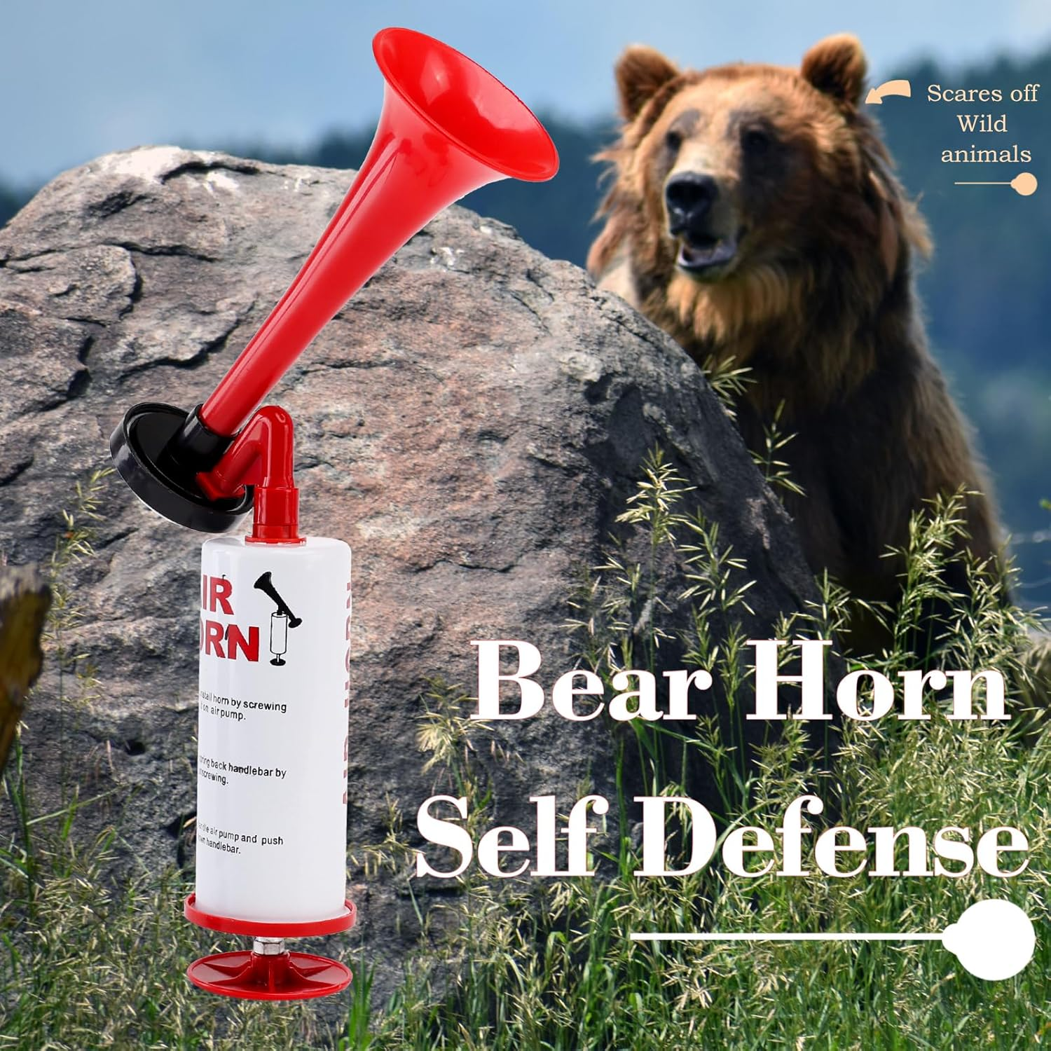 AOLIHAN Handheld Air Horn, Aluminum+Abs Portable Handheld Air Pump Horn image number 3