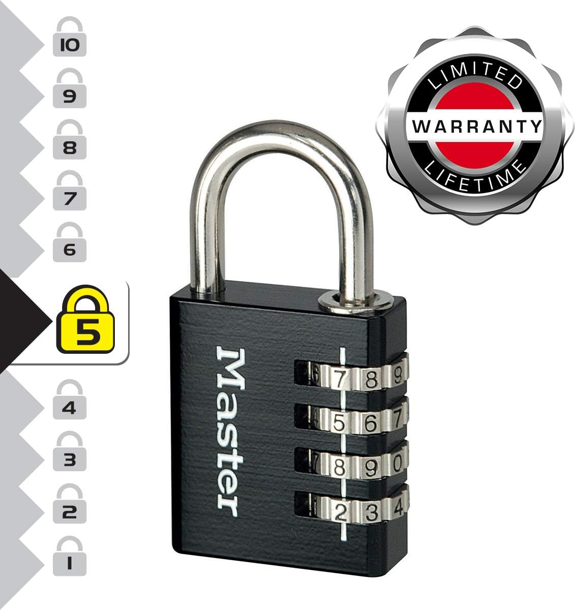 Master Lock 7640EURDBLKCC Combination Padlock in Aluminium, Black, 4 X 7,8 X 1,5 Cm image number 3