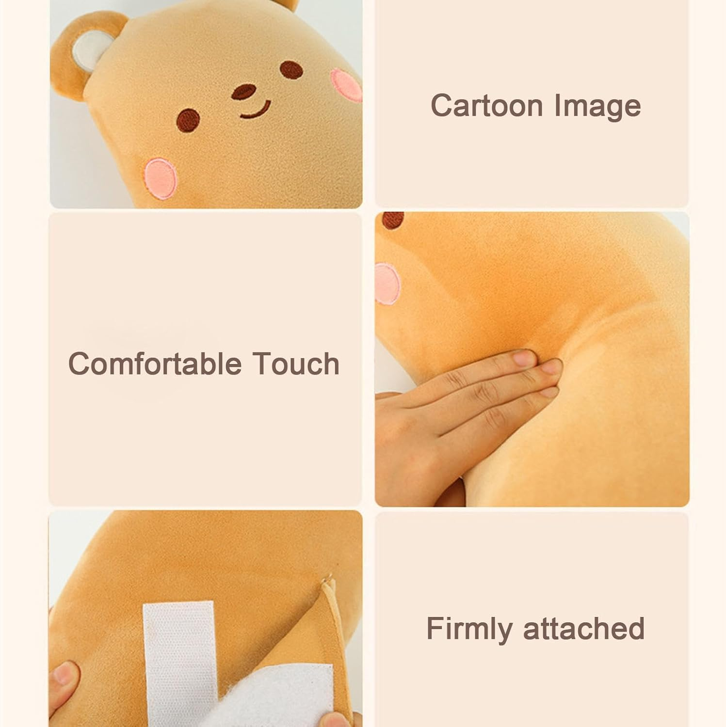 Seat Belt Cover Pad for Kids,Cute Seat Belt Cover Pillow Toddler Car Pillow | Washable Neck Support Cushion Car Seat Belt Cushion for Automobiles - Bear image number 2