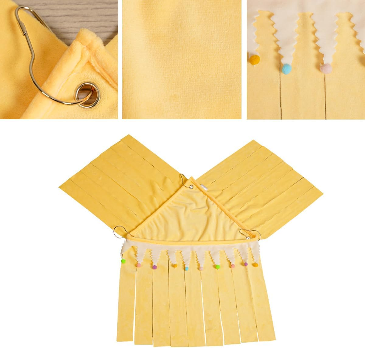 AIMALL Triangle Tassel Pet Hammock - Cozy Hanging Shelter for Hamsters, Rabbits, and Guinea Pigs, Yellow, Available in Sizes 9"X11.8" and 9"X15.7" image number 3